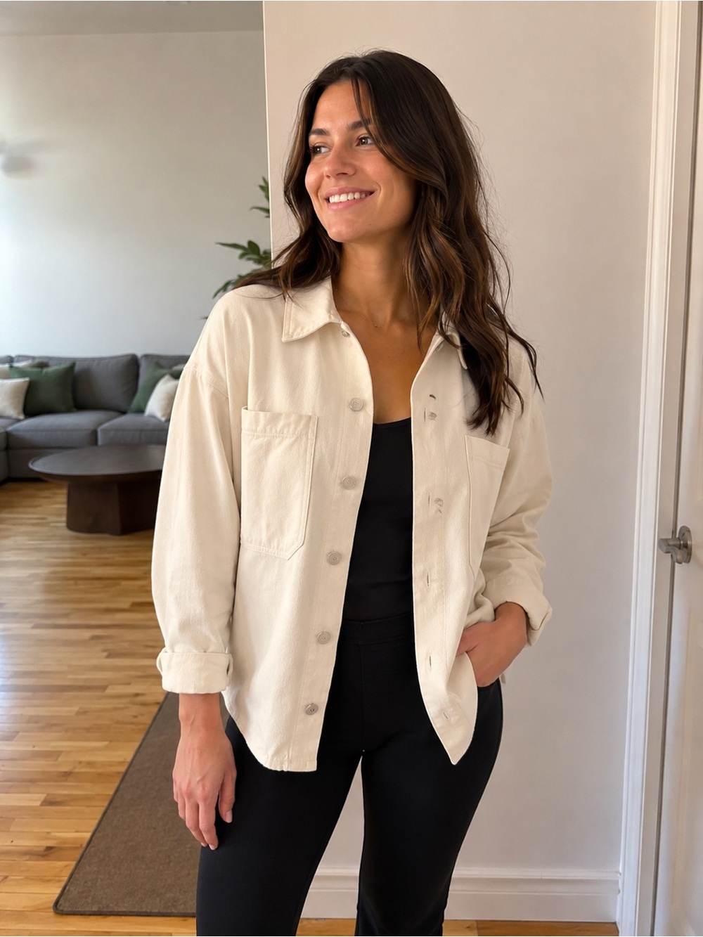 Zara Off-White Button-Up cream jacket